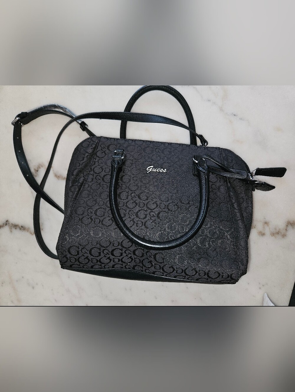 Guess Black Signature Logo Satchel - Picture 2 of 4